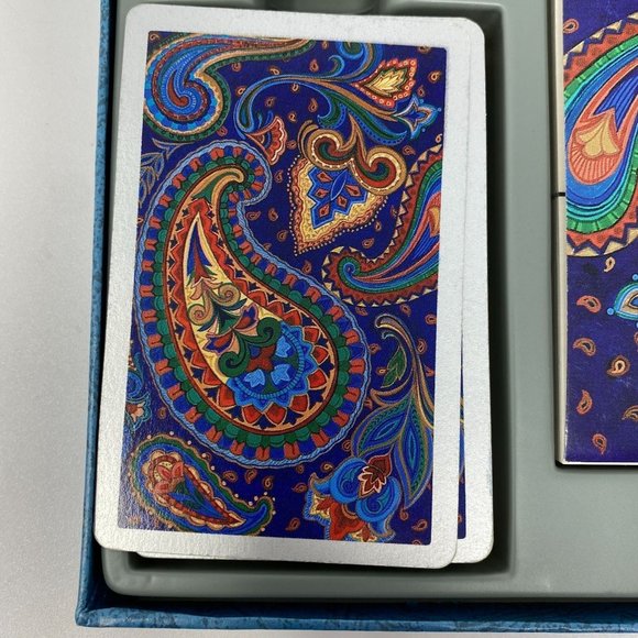 Vintage Bridge Jumbo Index Congress Designer Series, Silver/Gold Paisley Cards & - Picture 4 of 7